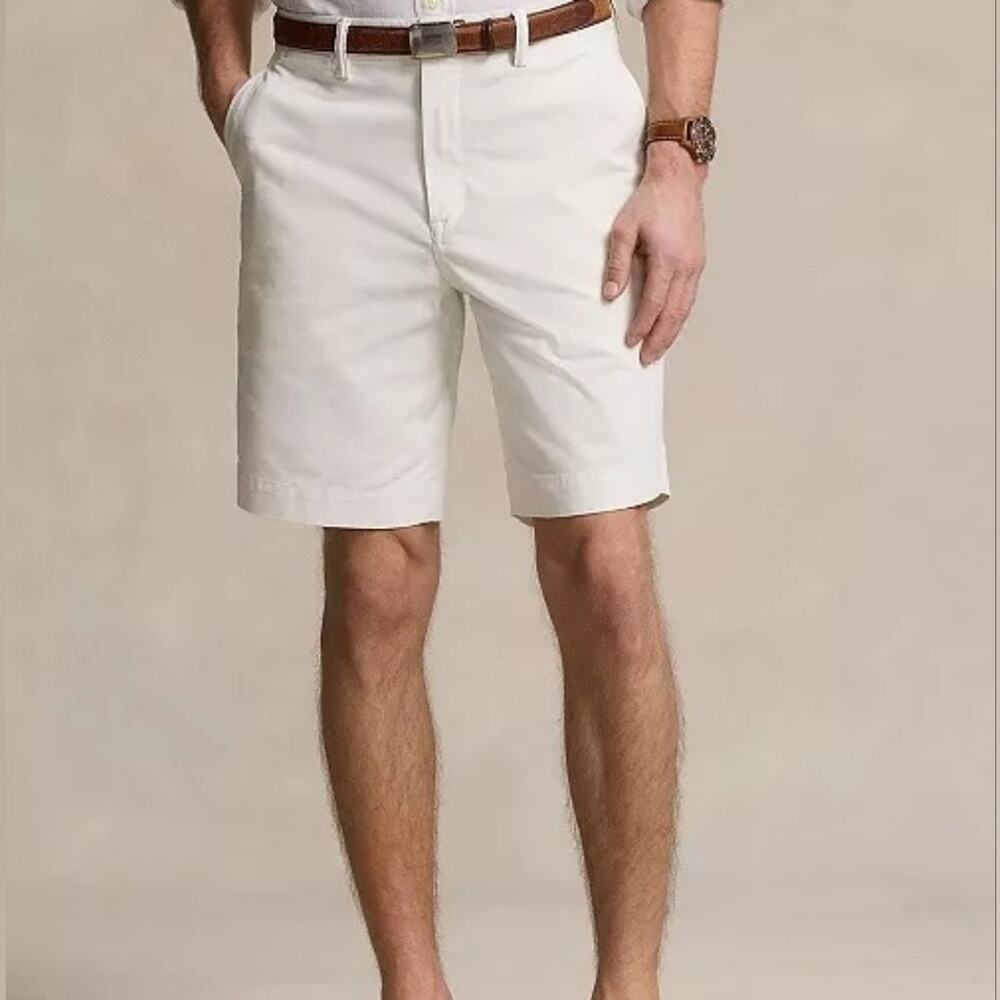Polo Ralph Lauren Men's White Chino Shorts Stretch Classic Fit 9" Inseam Size 42